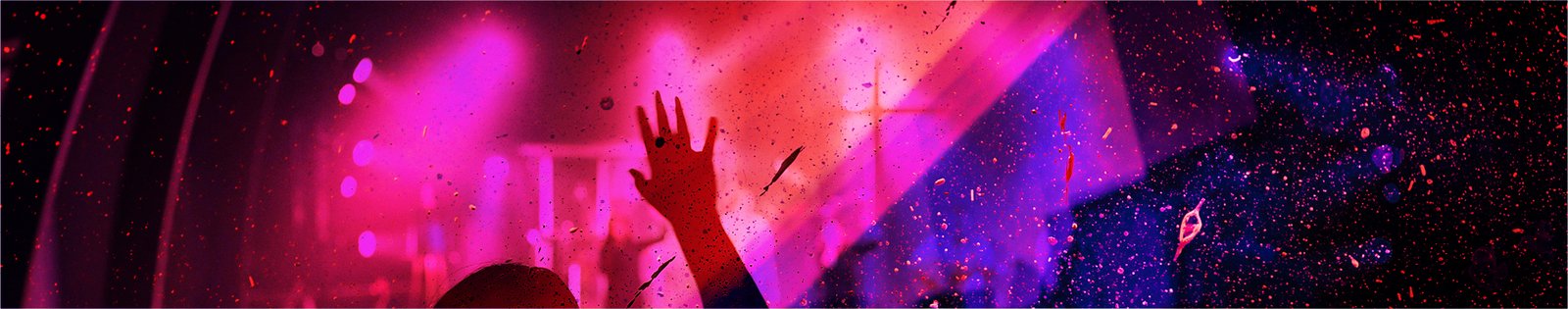 Ausschnitt Szene Lobpreis-Konzert mit Betenden, violett