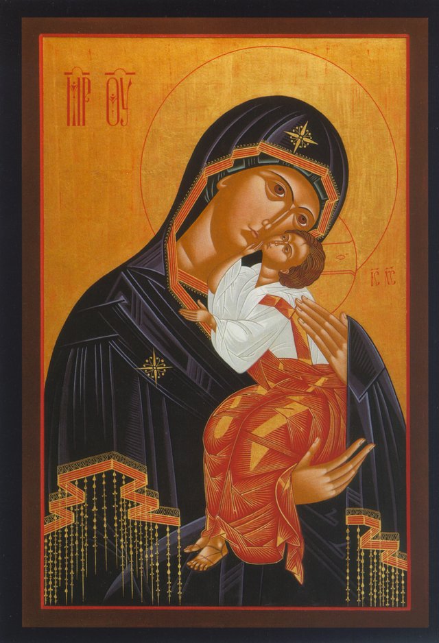 Ikone Maria, Gottesmutter von der Zärtlichkeit, mit Jesuskind