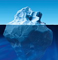 Eisberg über und unter Wasser