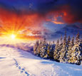 Winterlandschaft bei Morgenröte